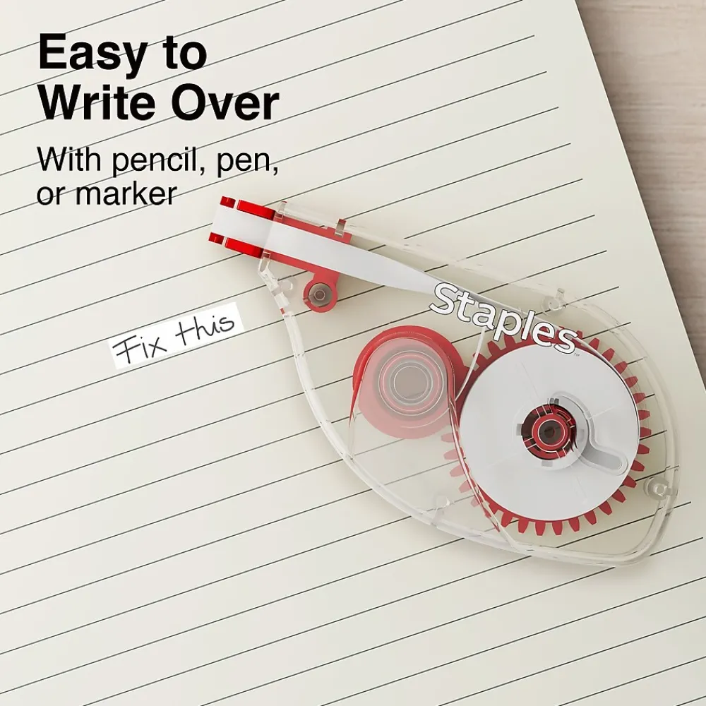 Correction & White-Out|Staples Correction Tape, White, 2/Pack (ST59818)