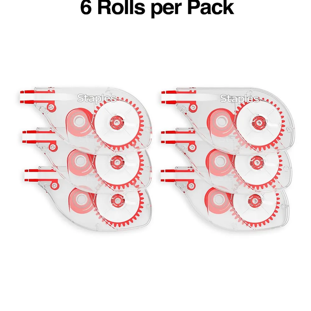 Correction & White-Out|Staples Correction Tape, White, 6/Pack (ST59819)