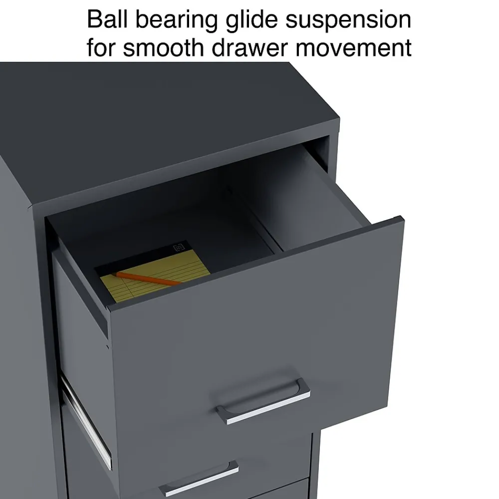 File Cabinets*Staples 4-Drawer Vertical File Cabinet, Letter Size, Lockable, 45.8"H x 14.3"W x 18.9"D, (ST52148-CC) Charcoal