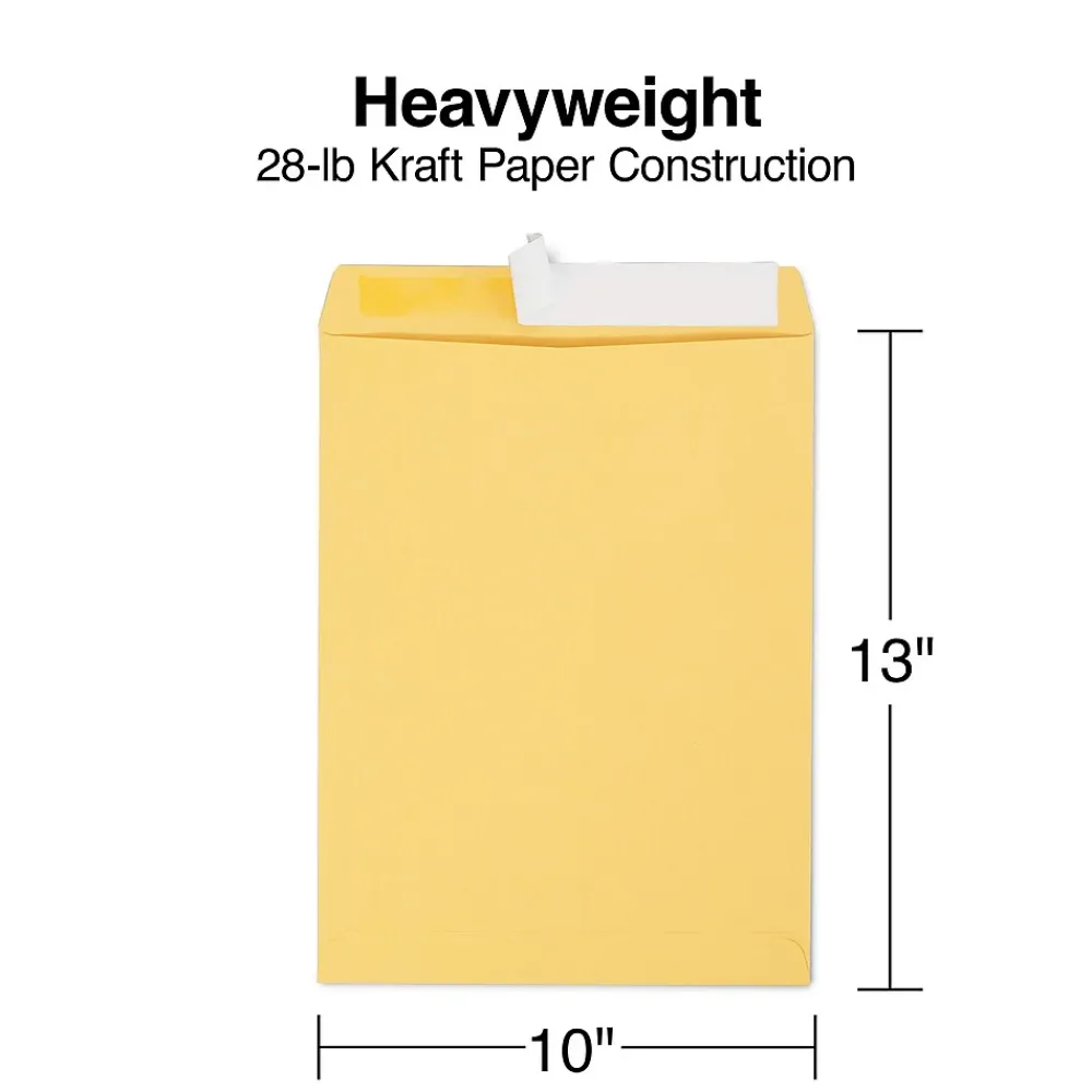 Best Staples EasyClose Kraft Catalog Envelopes, 10"L x 13"H, Brown, 100/Box (381969/19023)