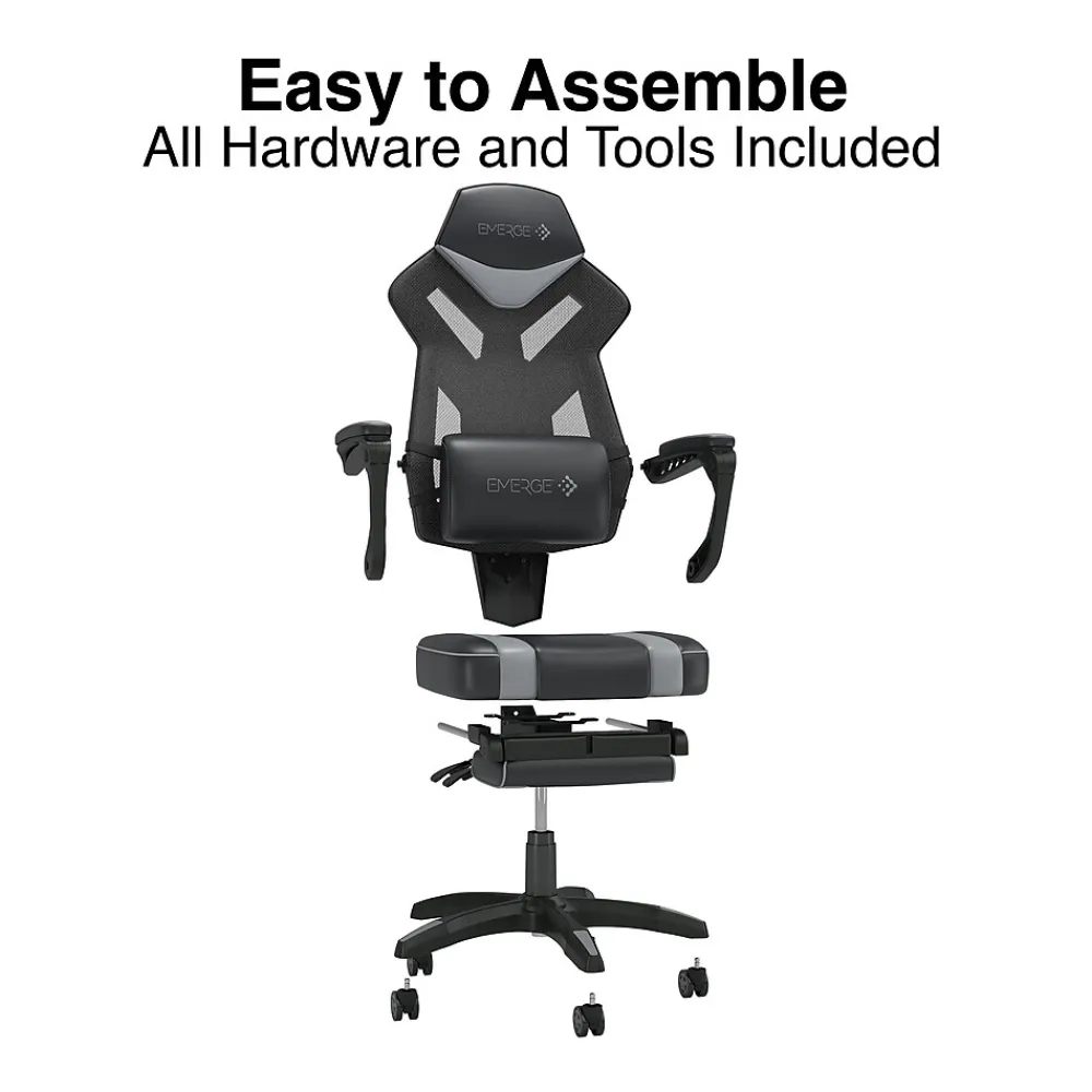 Gaming Chairs*Emerge Staples Vomax Bonded Leather Ergonomic Gaming Chair, Black/Gray (61364)