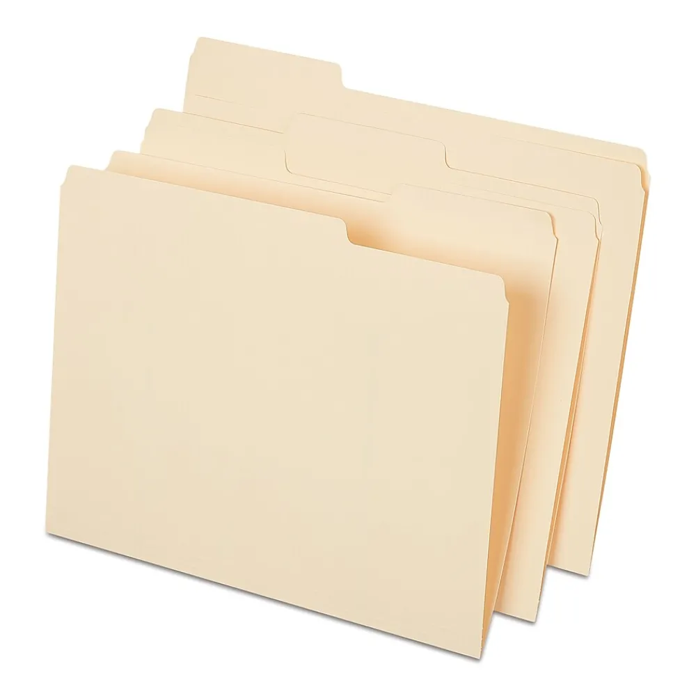 File Folders|Staples File Folder, 1/3-Cut Tab, Letter Size, Manila, 250/Box (45443-US)