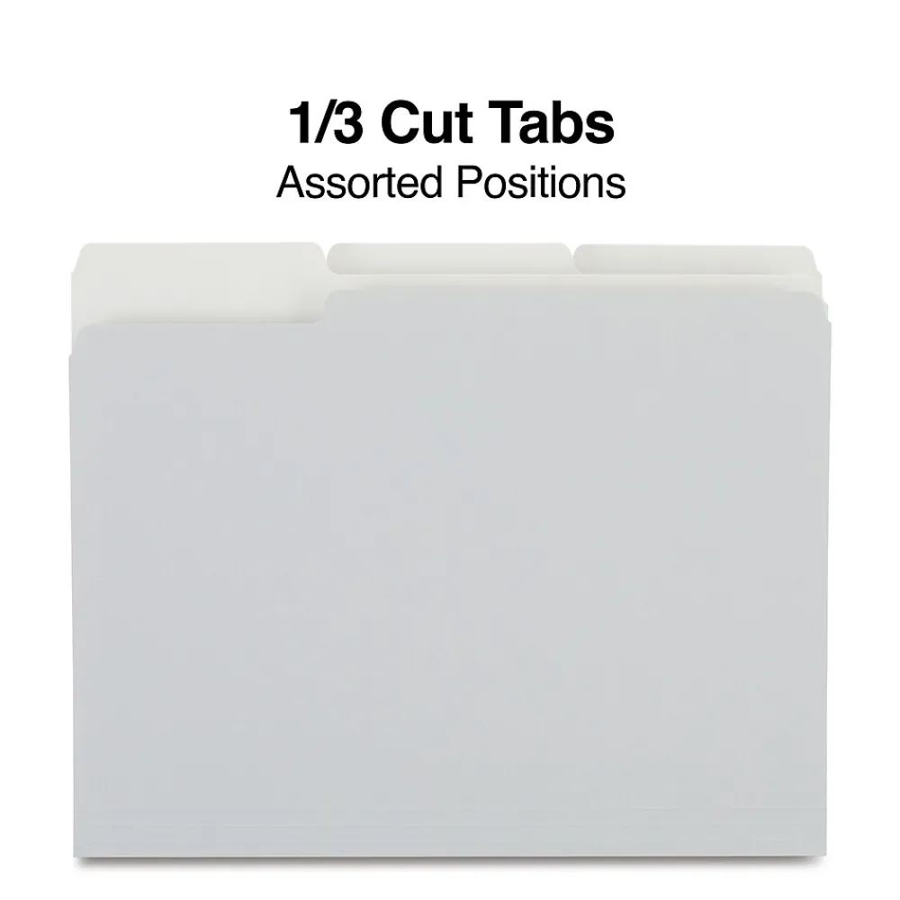 File Folders|Staples File Folders, 1/3-Cut Tab, Letter Size, , 100/Box (ST433664-CC) Gray