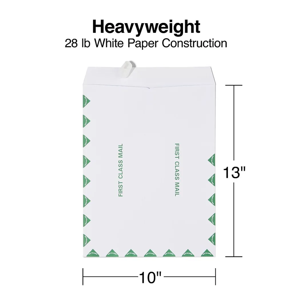 New Staples First Class EasyClose Catalog Envelopes, 10" x 13", White with Green Diamond Border, 100/Box (SPL486930)