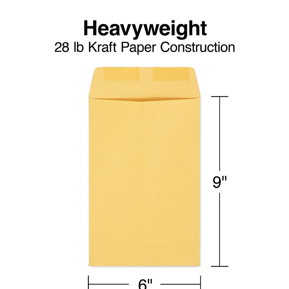 Staples Gummed Kraft Catalog Envelopes, 6" x 9", Brown, 100/Box (17097)