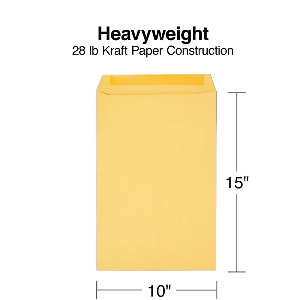 Clearance Staples Gummed Kraft Catalog Envelopes, 10"L x 15"H, Brown, 100/Box (SPL534768)