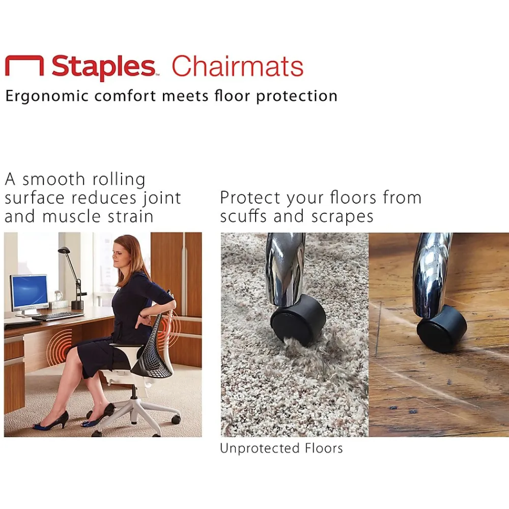 Chair Mats*Staples Hard Floor Chair Mat with Lip, 45" x 53", Clear Vinyl (22025-US)
