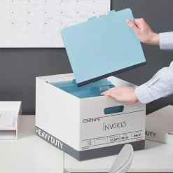 File Storage|Staples Heavy Duty File Box, Lift Off Lid, Letter/Legal, White (50142)