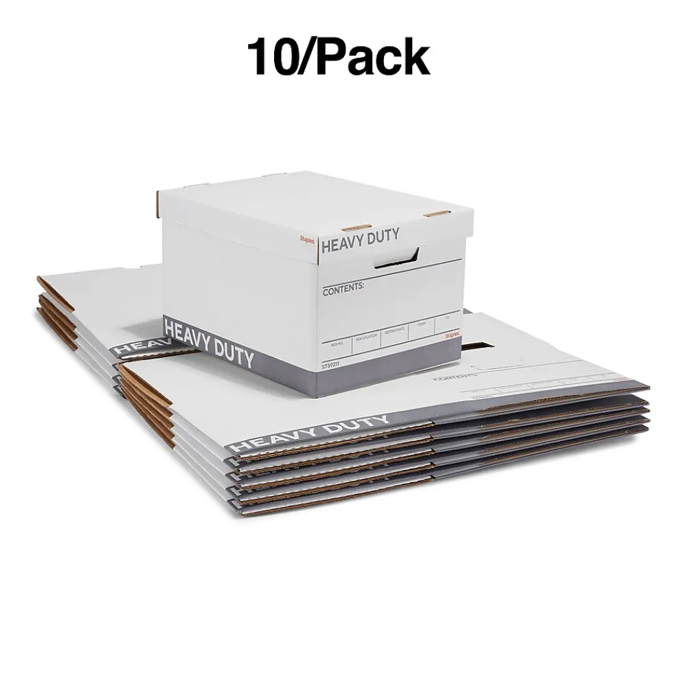 File Storage|Staples Heavy Duty File Box, Lift Off Lid, Letter/Legal, White (50142)