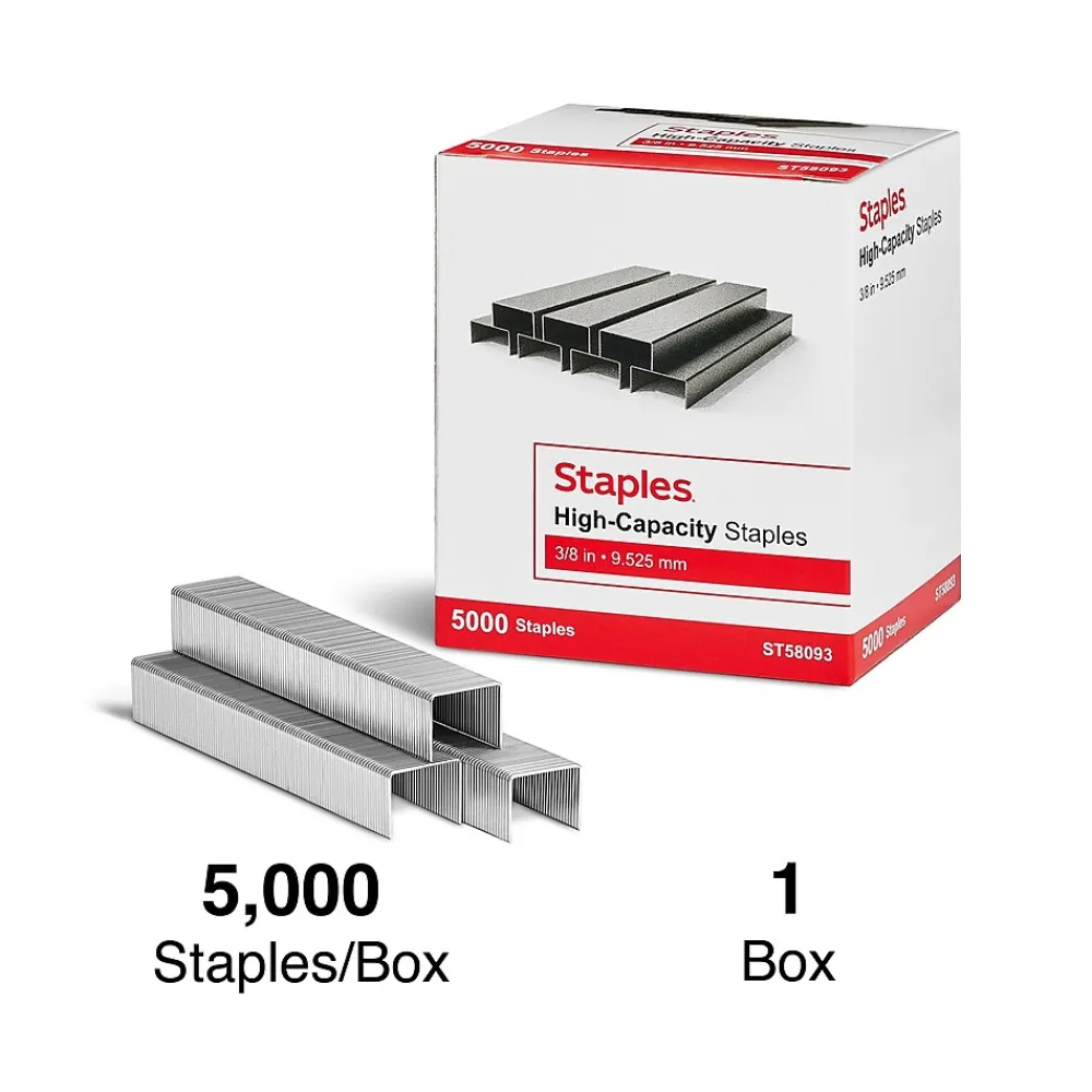 Staples|Staples High-Capacity , 3/8" Leg Length, 5000/Box (TR58093)