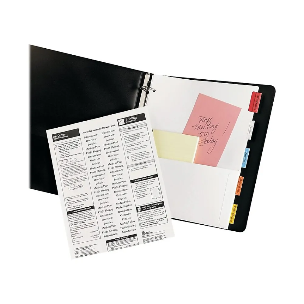 Dividers|Staples Insertable Paper Dividers, 5-Tab, Clear (13497/11271)
