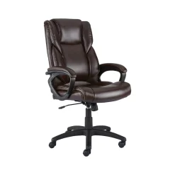 Ergonomic Chairs*Staples Kelburne Luxura Ergonomic Faux Leather Swivel Executive Chair, (58227-CC) Brown