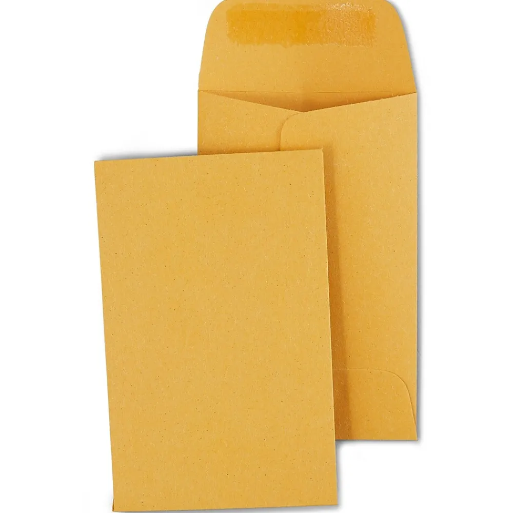 New Staples Kraft #1 Coin Envelopes, 2 1/4" x 3 1/2", Brown, 500/Box (ST19848-CC)