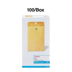 Outlet Staples Kraft Clasp & Moistenable Glue Catalog Envelopes, 6