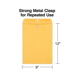 Outlet Staples Kraft Clasp & Moistenable Glue Catalog Envelopes, 9" x 12", Brown, 100/Box (ST187021-CC)