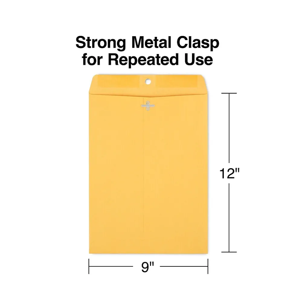 Outlet Staples Kraft Clasp & Moistenable Glue Catalog Envelopes, 9" x 12", Brown, 100/Box (ST187021-CC)