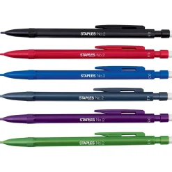 Pencils|Staples Mechanical Pencil, 0.5mm, #2 Soft Lead, Dozen (29087-CC)