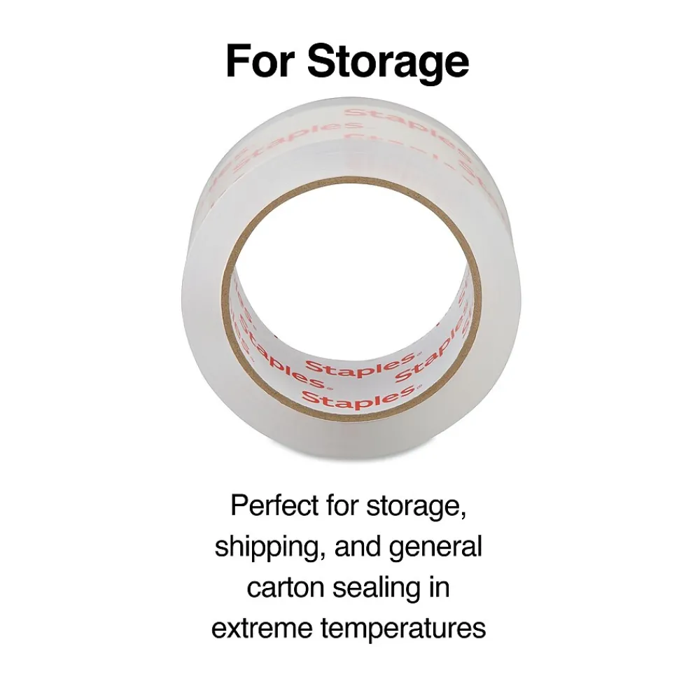 New Staples ® Moving & Storage Packing Tape with Dispenser, 1.88" x 54.6 Yds, Clear, 4/Rolls (31687)