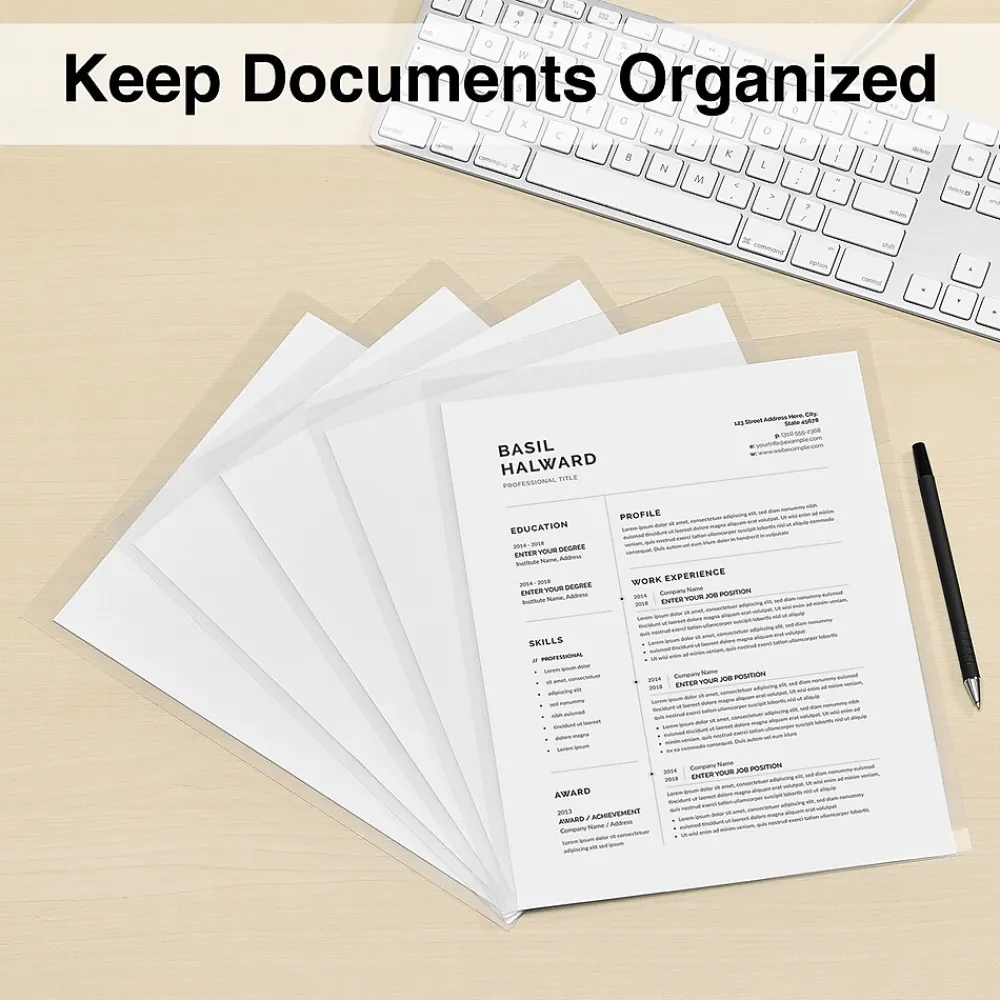 File Folders|Staples Plastic Document File, 5-Pocket, Letter Size, Clear, 5/Pack (TR11094)