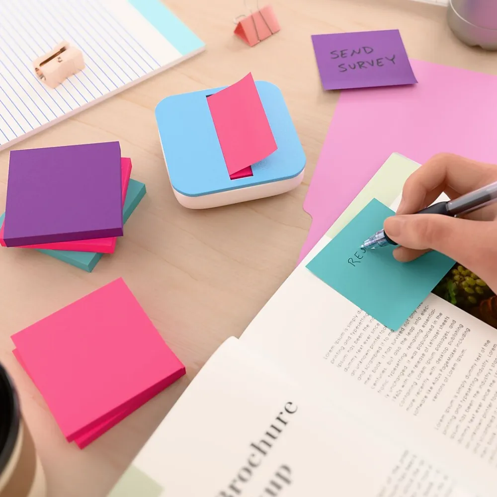 Sticky Notes*Staples Pop-up Notes, 3" x 3", Berry Blast Collection, 100 Sheet/Pad, 12 Pads/Pack (52225)