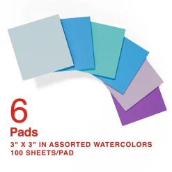 Sticky Notes*Staples Pop-up Notes, 3" x 3", Marina Collection, 100 Sheet/Pad, 6 Pads/Pack (S-33WCP6)