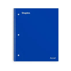 Subject Notebooks|Staples Premium Poly 5-Subject Notebook, 8.5" x 11", College Ruled, 200 Sheets, (TR58318) Blue