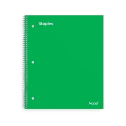 Subject Notebooks|Staples Premium 1-Subject Notebook, 8" x 10.5", Wide Ruled, 100 Sheets, Green, 12/Carton (TR51452CT)
