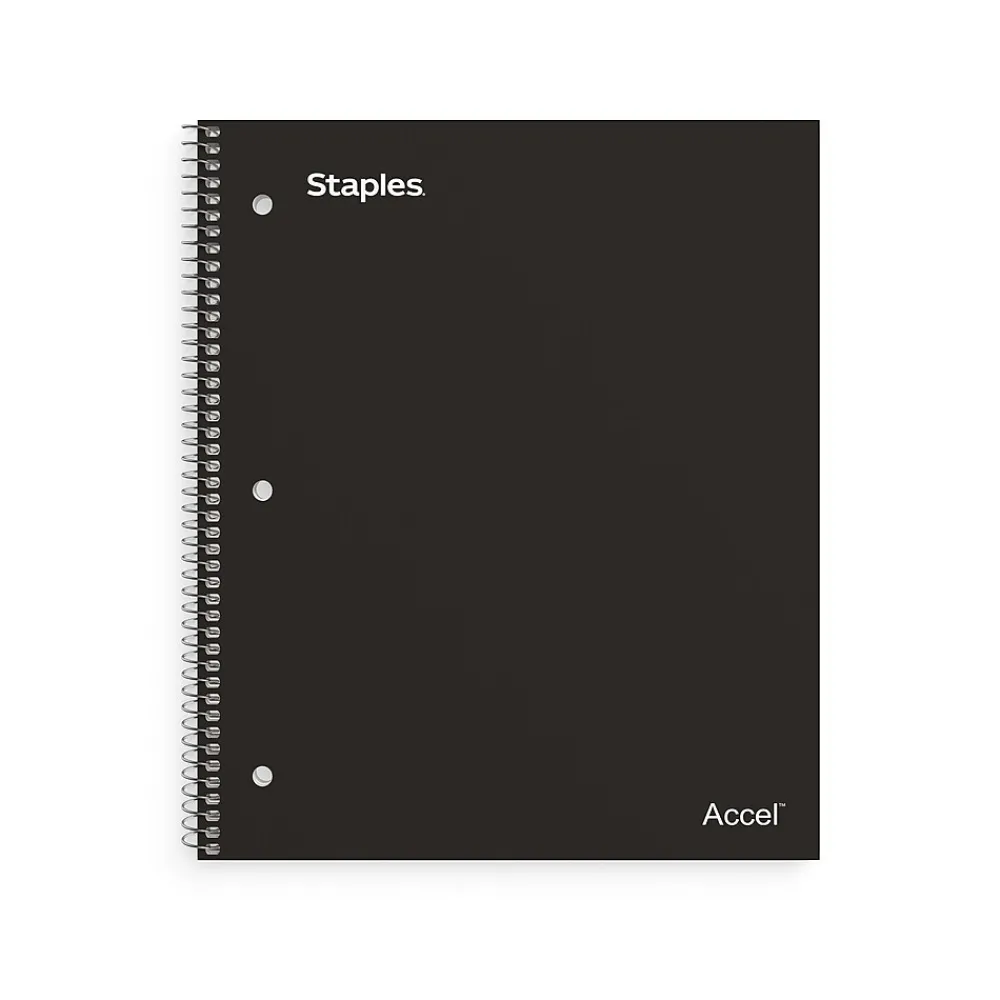 Subject Notebooks|Staples Premium 1-Subject Notebook, 8.5" x 11", College Ruled, 100 Sheets, (ST20950D) Black
