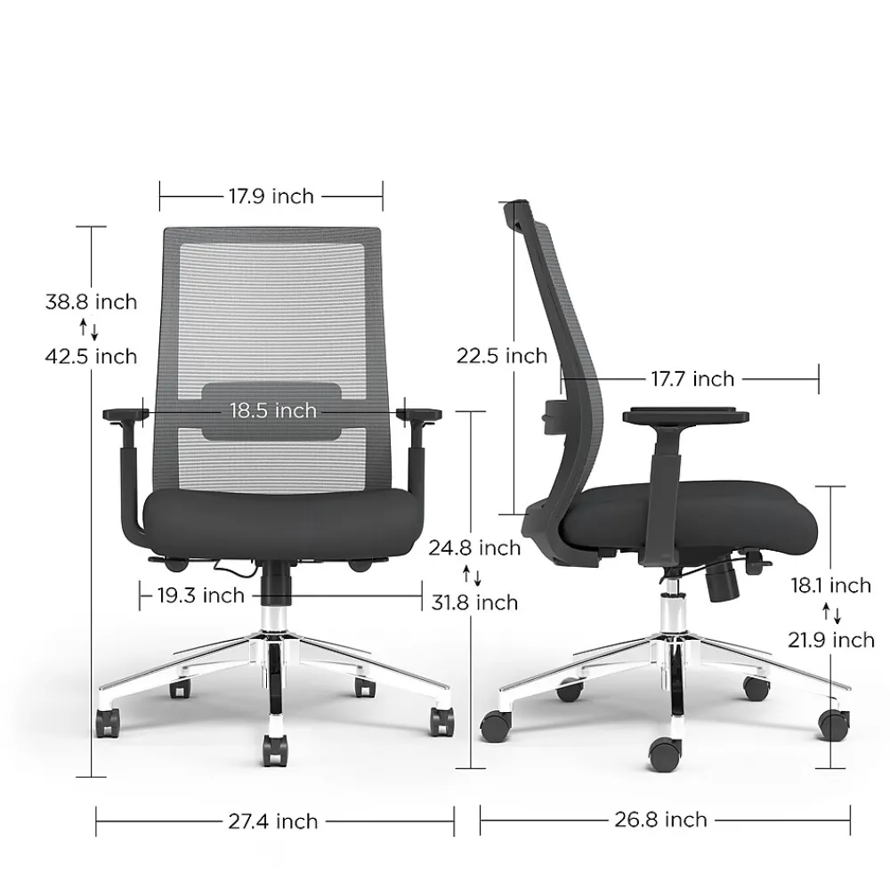 Office Chairs*Staples Prestige Marrett Ergonomic Fabric Swivel Task Chair, Black (UN53249)