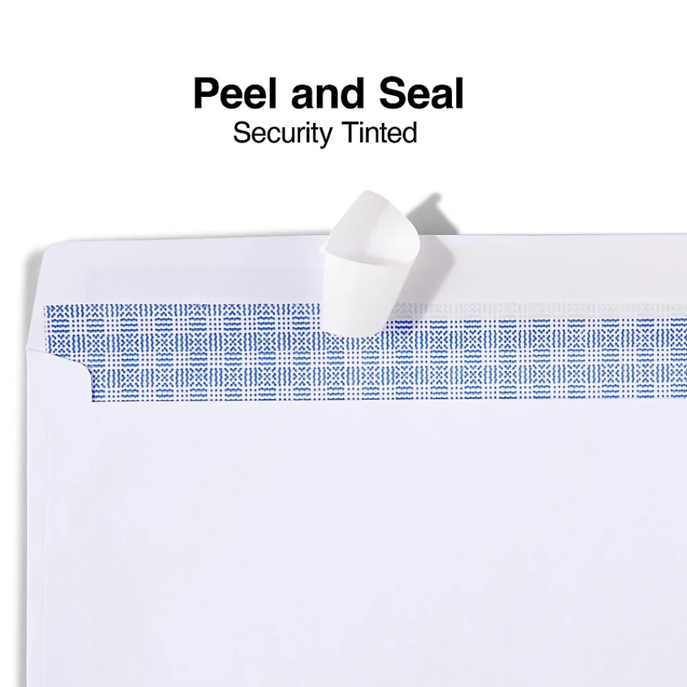 Outlet Staples QuickStrip EasyClose Self Seal Security Tinted #10 Business Envelopes, 4 1/8" x 9 1/2", White, 100/Box (ST50308-CC)