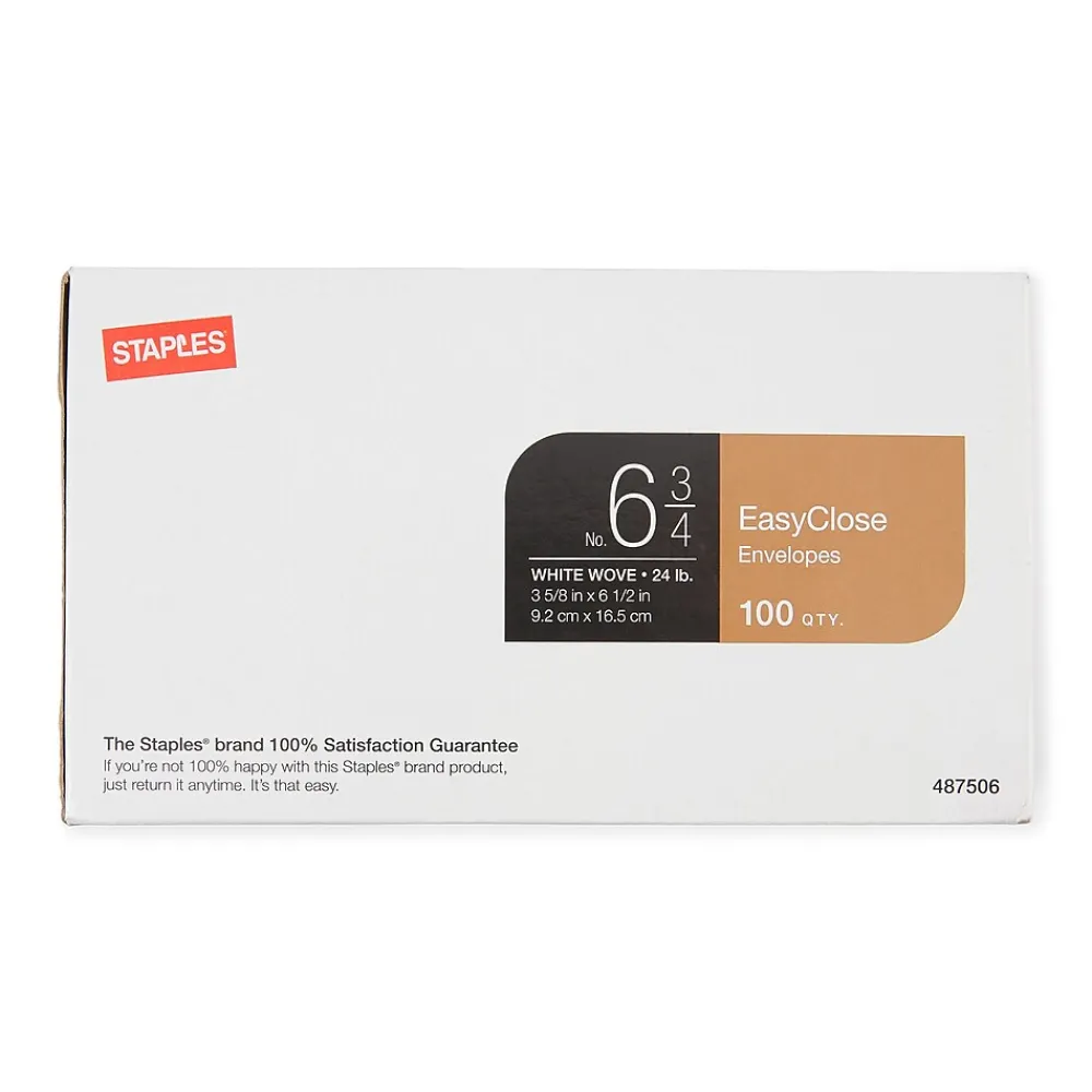 Discount Staples QuickStrip EasyClose #6 3/4 Business Envelopes, 3 5/8" x 6 1/2", White, 100/Box (14011)