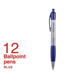 Pens|Staples ® Retractable Ballpoint Pens, Medium Point, 1.0mm, Blue Ink, Dozen (50794-CC)