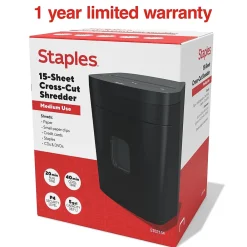 New Staples 15-Sheet Cross-Cut Multi-Media Shredder (ST62154)