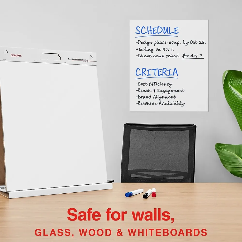 Easel Paper Pads*Staples Stickies Tabletop Easel Pad, 20" x 23", White, 20 Sheets/Pad (23448)