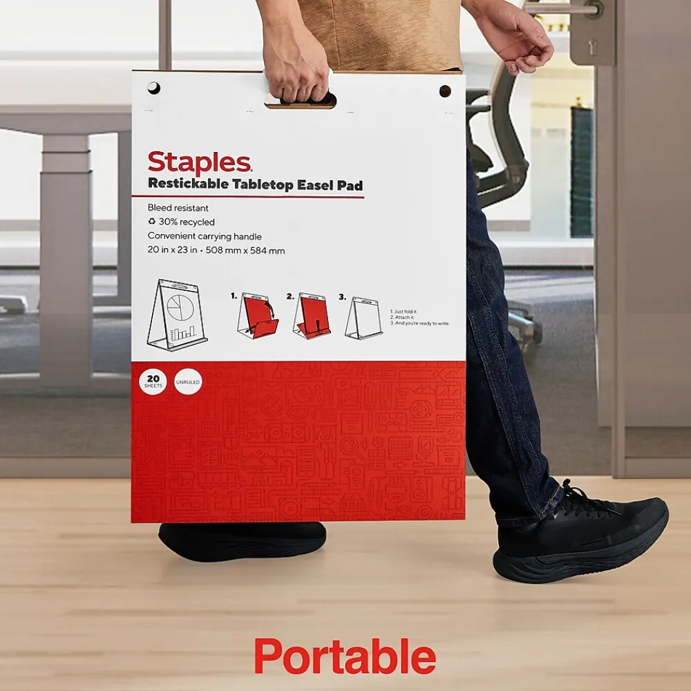 Easel Paper Pads*Staples Stickies Tabletop Easel Pad, 20" x 23", White, 20 Sheets/Pad (23448)