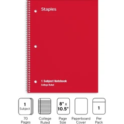 Subject Notebooks|Staples 1-Subject Notebooks, 8