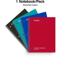 Subject Notebooks|Staples ® 5-Subject Subject Notebooks, 8