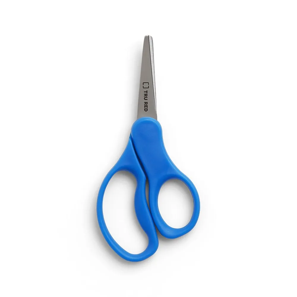Scissors|Staples Teacher Pack 5" Kids Pointed Tip Stainless Steel Scissors, Straight Handle, Right & Left Handed, 12/Pack (TR55057)
