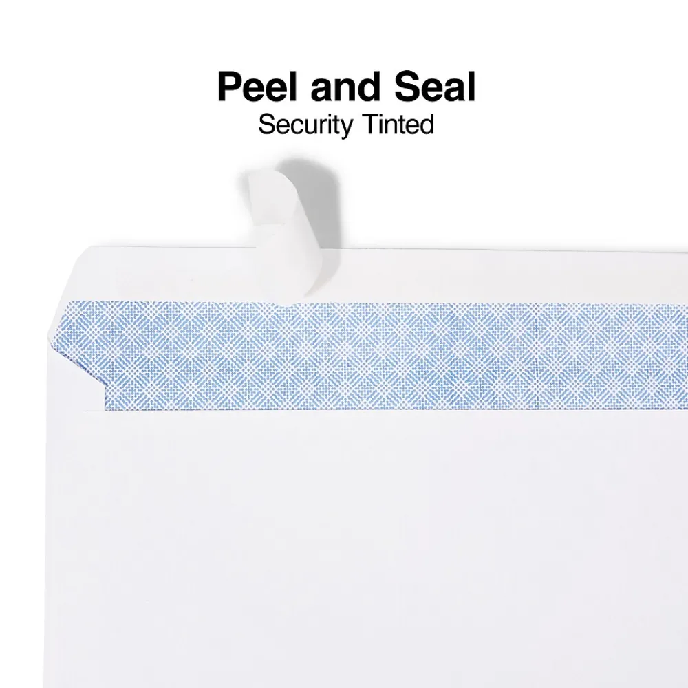 Online Staples Tear-Resistant EasyClose Security Tinted #10 Business Envelopes, 4 1/8" x 9 1/2", White, 100/Box (21573)