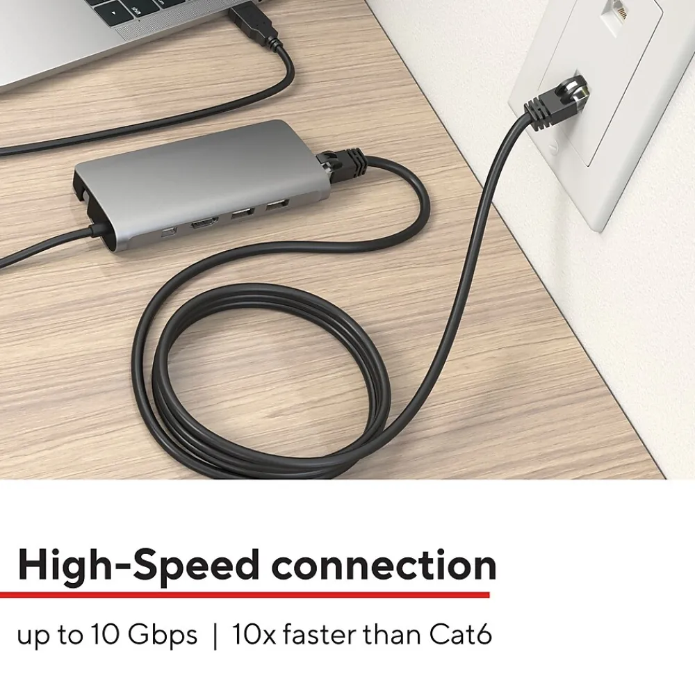 Staples TECH 10' Cat 7 Ethernet Cable, Male to Male, Black (ST62461)