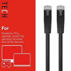 Staples TECH 25 ft. Cat-6 Ethernet Cable, Male to Male, Black (ST62457)
