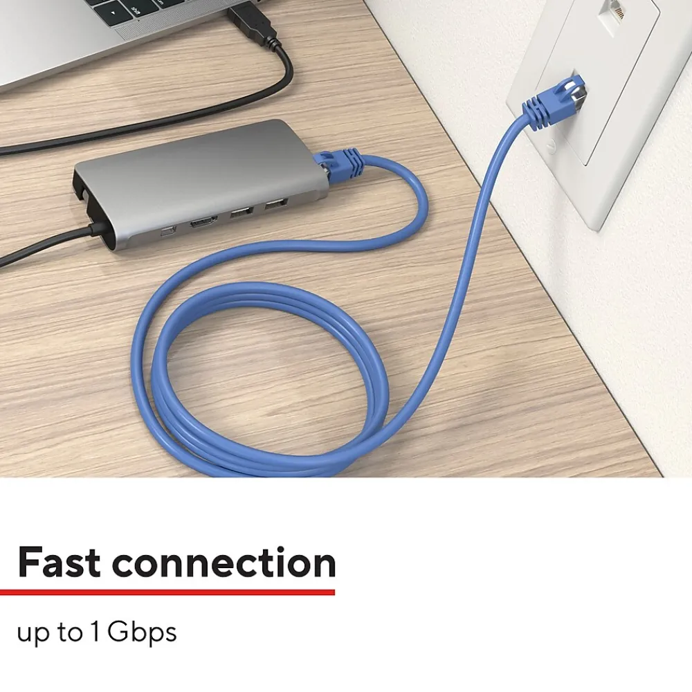 Staples TECH 25 ft. Cat-6 Ethernet Cable, Male to Male, Assorted Colors, 3/Pack (ST62460)