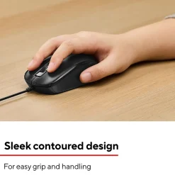 Outlet Staples TECH Ambidextrous Optical USB Mouse, Black (ST62598)