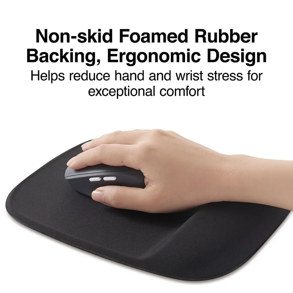 Discount Staples TECH Foam Non-Skid Mouse Pad/Wrist Rest Combo, Black (ST61798)
