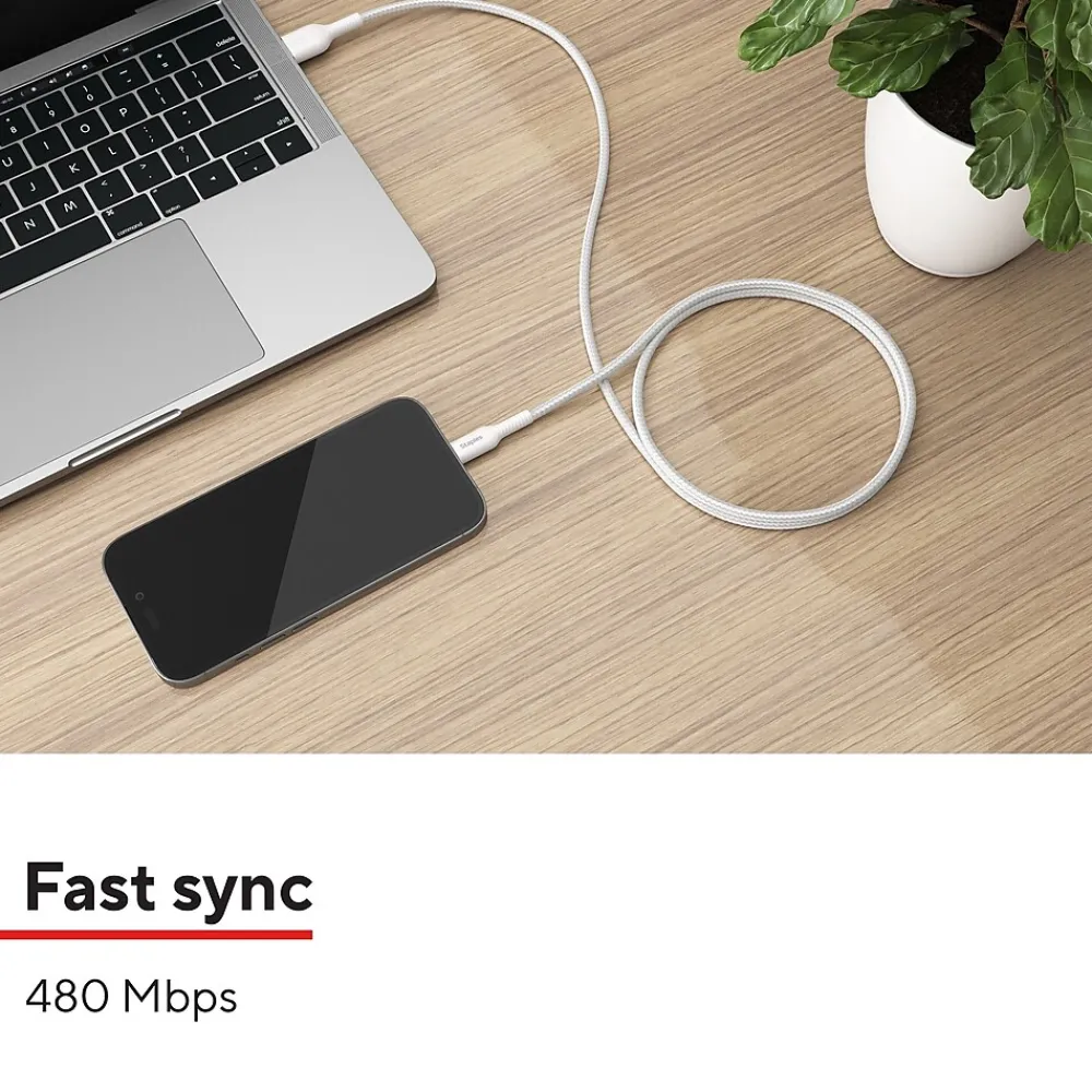 Lightning to USB-A Charging Cable, 3.3 ft., White (ST62329)<Staples TECH Clearance