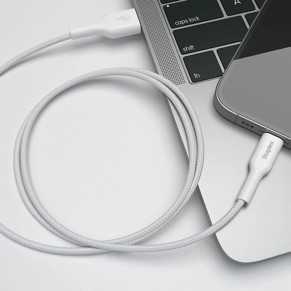 Lightning to USB-A Charging Cable, 3.3 ft., White (ST62329)<Staples TECH Clearance