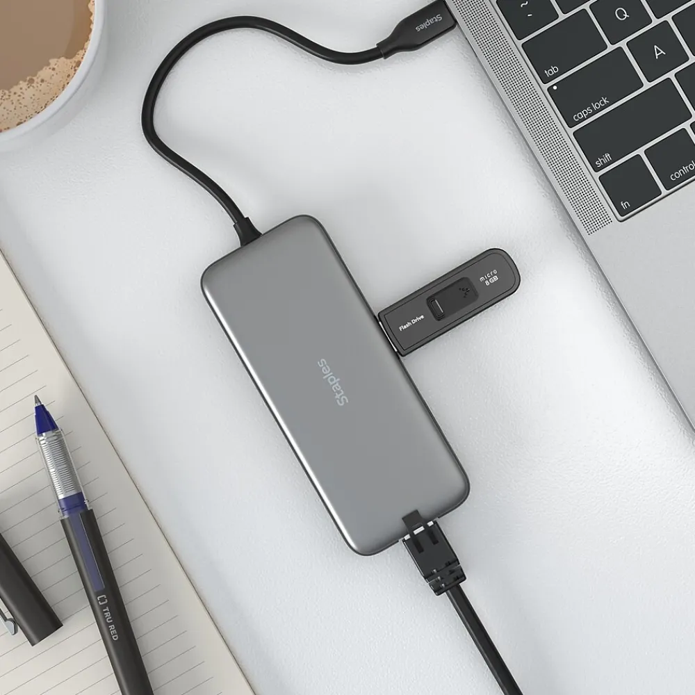 Staples TECH 8-Port Hub, Gray (ST62383)
