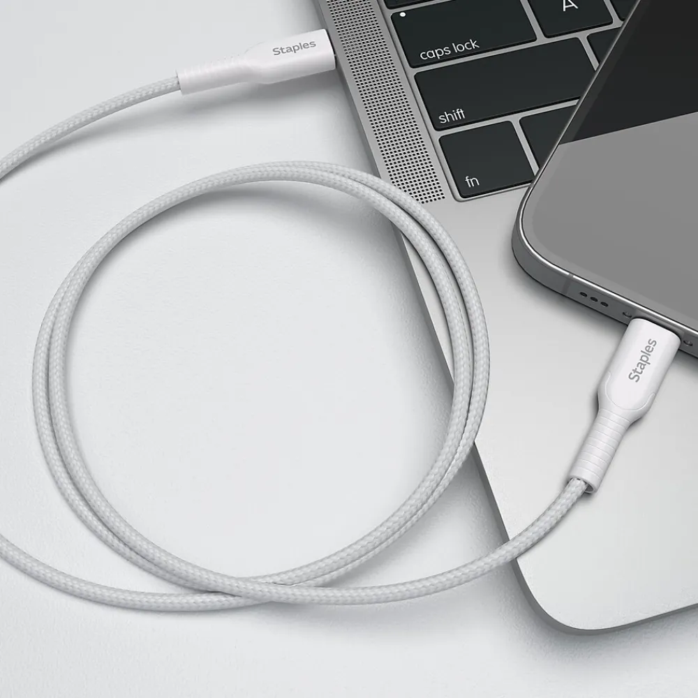 USB-C to USB-C Charging Cable, 6.5 ft., White, 5/Pack (ST62315)<Staples TECH Clearance