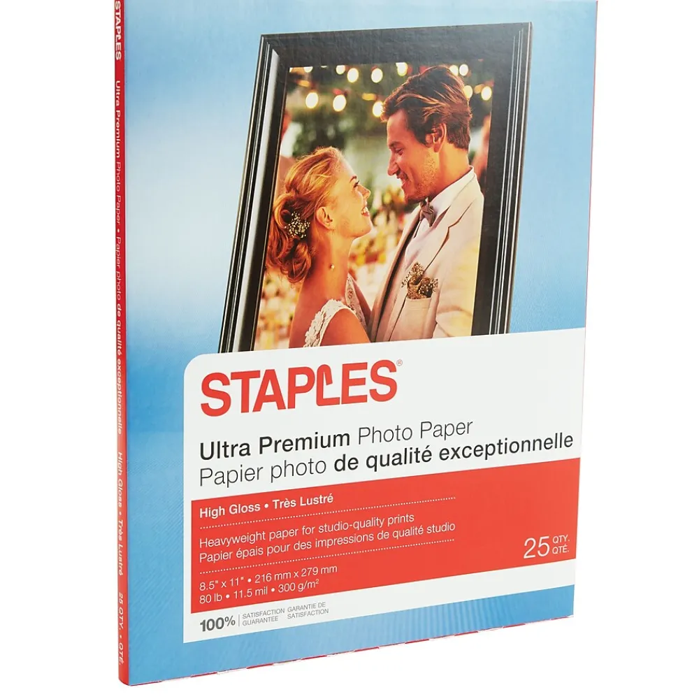 Photo Paper*Staples ® Ultra Premium Photo Paper, 8.5" x 11", High Gloss, 25/Pack (15005/19890)