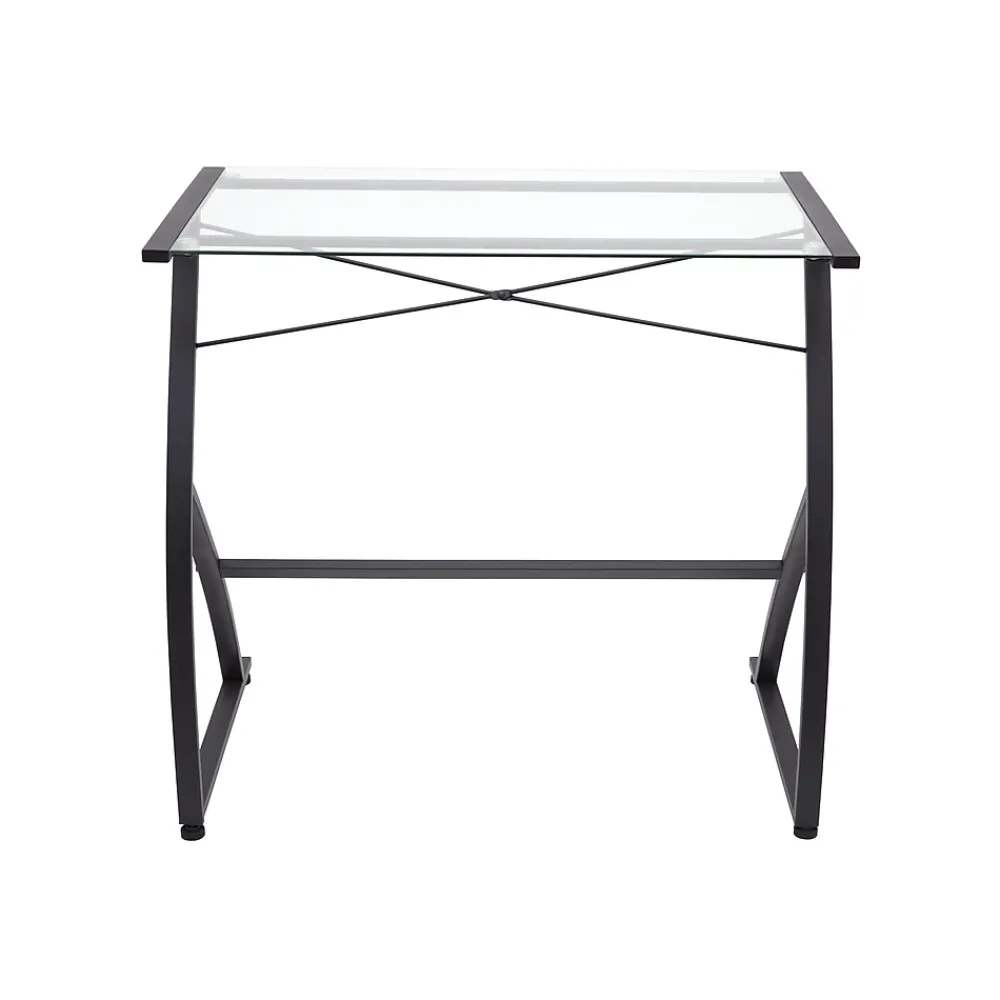 Corner Desks*Staples 31.5"W Glass Computer Desk, Black (44851)